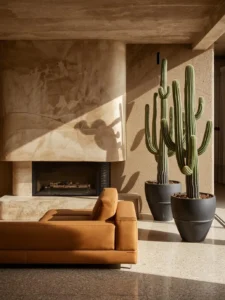 smooth sandstone fireplace