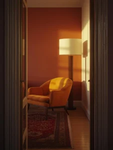 teak column floor lamp