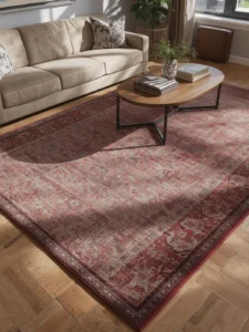 vintage-inspired faded patterned rug