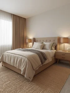 warm neutral guest bedroom