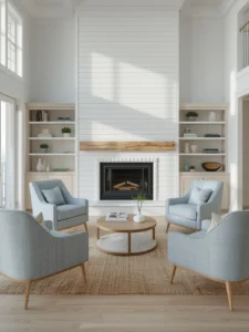 white shiplap fireplace