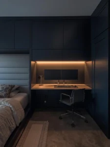 A Murphy bed folded up into a wall