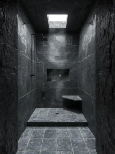 A bathroom that feels like the interior of a natural cave