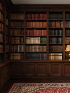 A floor-to-ceiling home library shelf