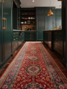 A long vintage Persian-style runner in deep jewel tones