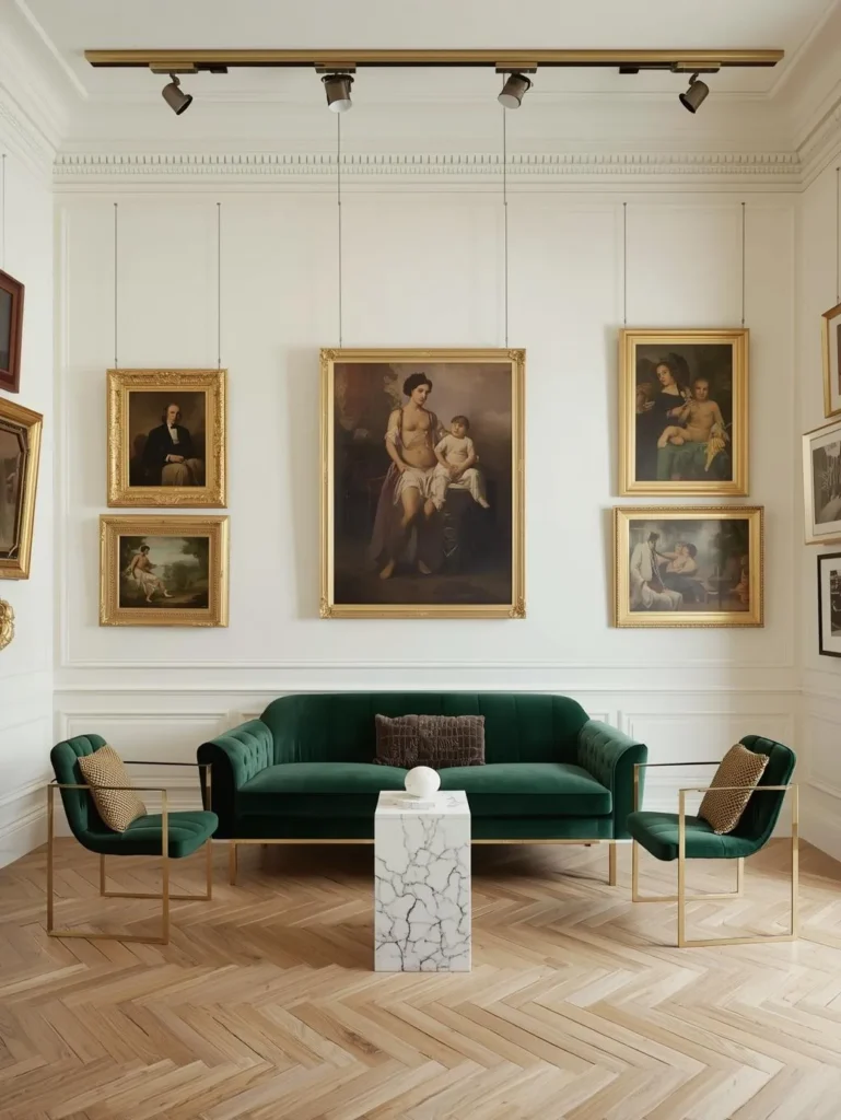 A parlor remodel styled as a private art salon