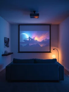 A small apartment living room with a clean white plaster