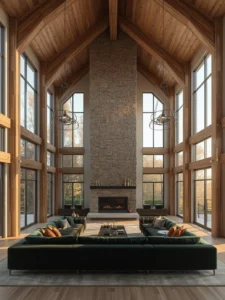 A soaring double-height living room