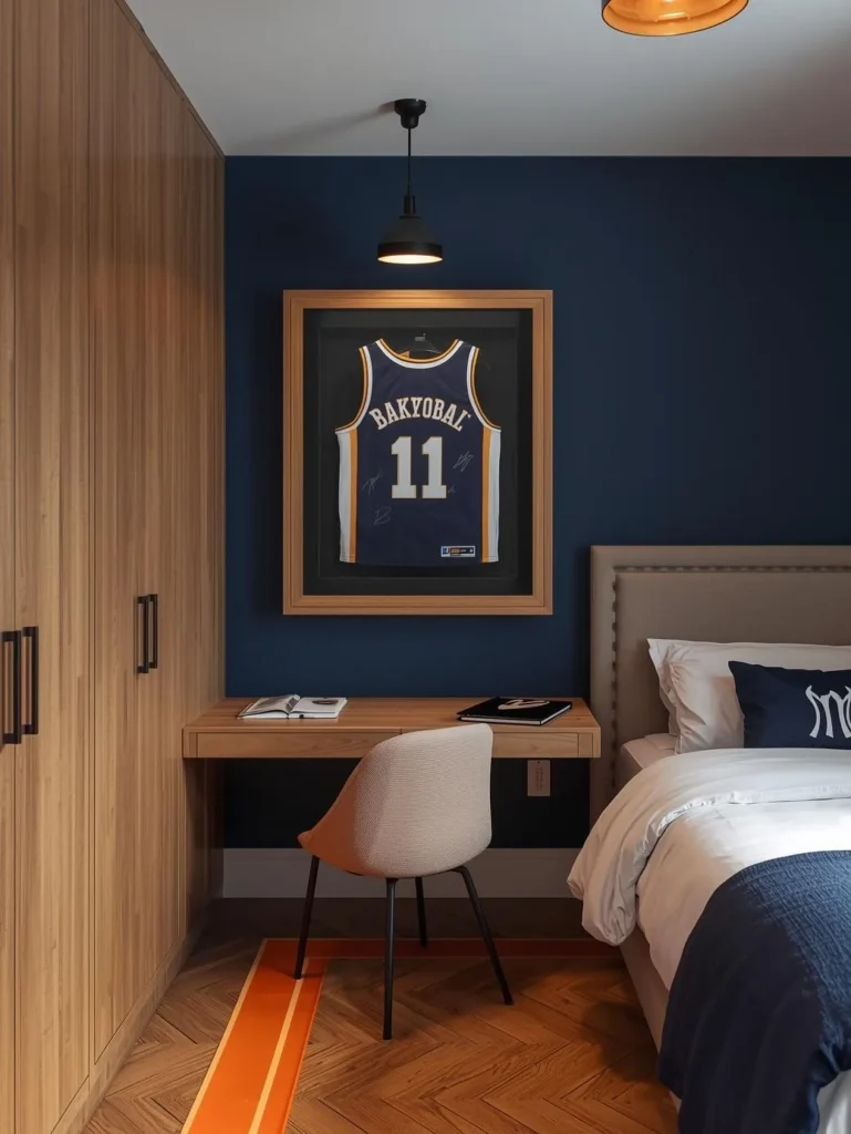 A teenage athlete's bedroom