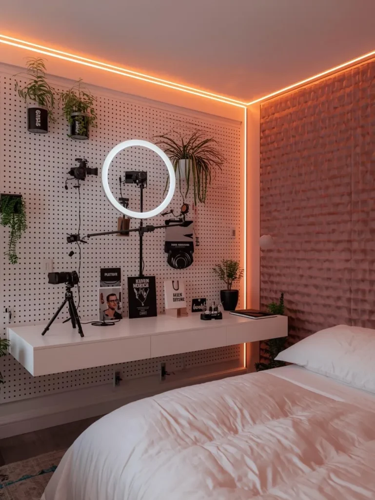 A teenage content creator's bedroom