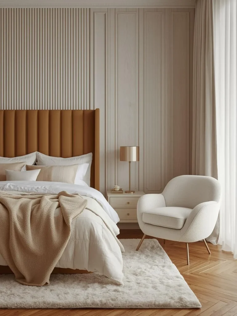 A teenage girl's neutral luxe bedroom