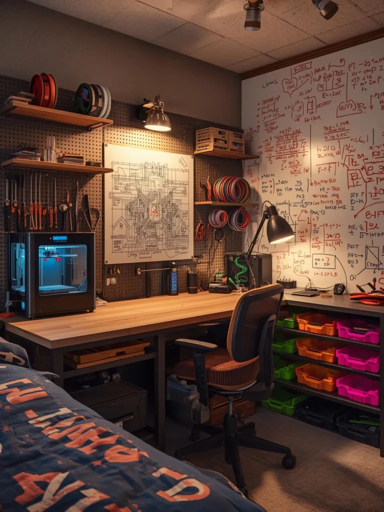 A teenage inventor's bedroom