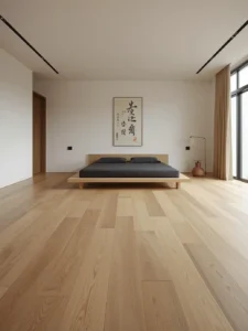 An arrestingly spare bedroom