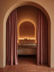 An intimate bedroom alcove