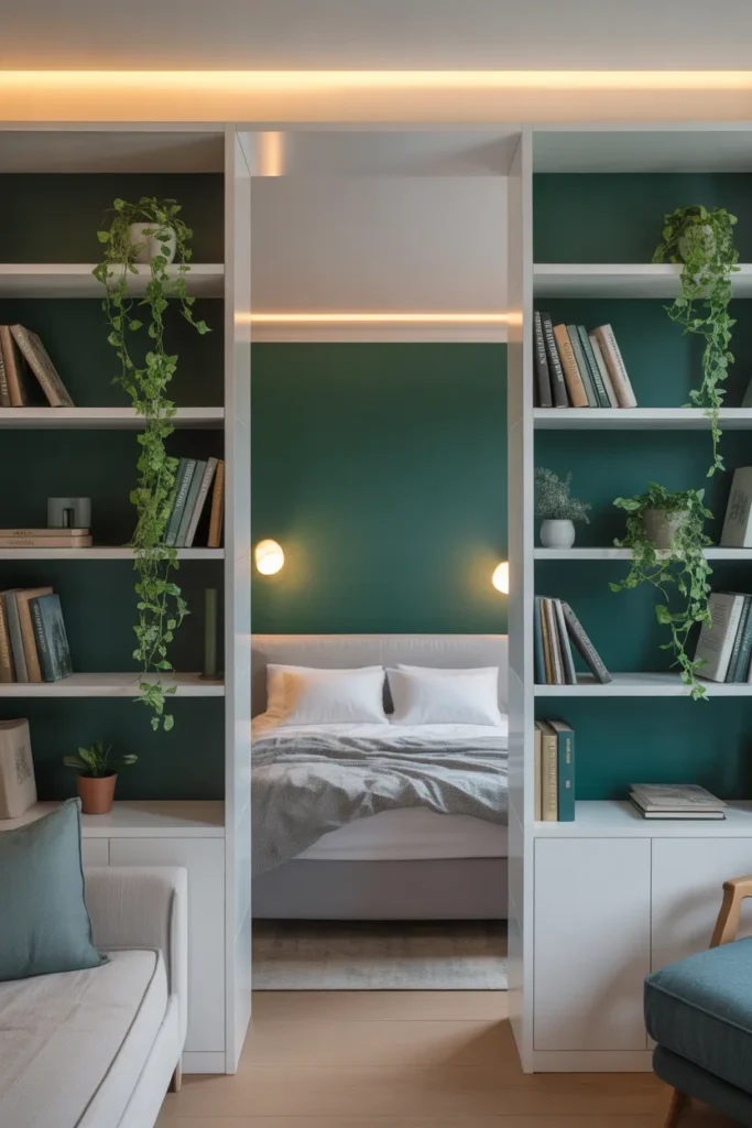 Built-In Bookshelf Wall That Doubles as a Room Divider