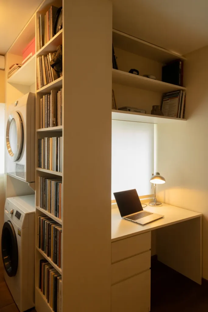 Combined laundry-office room