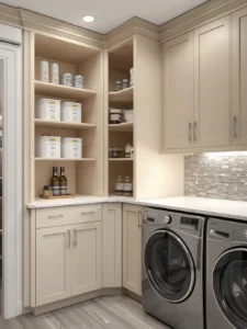 Corner wraparound pantry