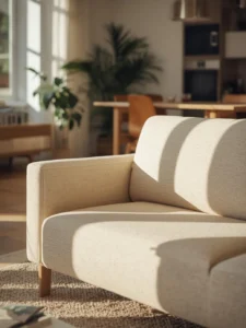 Cream performance fabric sofa