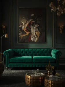 Emerald velvet sofa