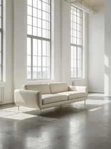 Floating armless cream sofa