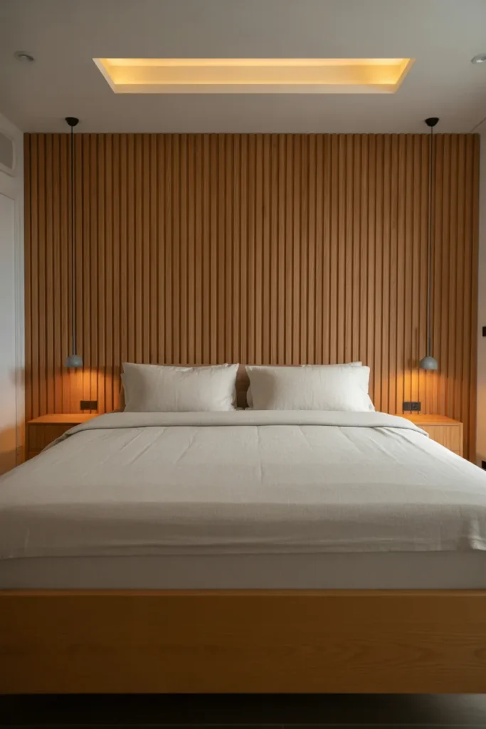 Fluted Wood Panels as a Feature Wall