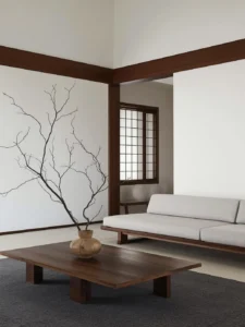 Japandi living room of extraordinary calm