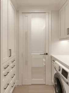 Laundry room with recessed pantry closet