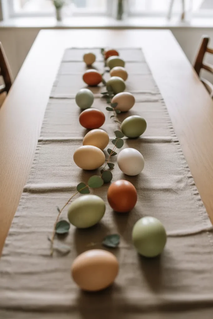 Linen Runner with Loosely Scattered Eggs 