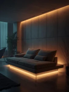 Minimal floating platform sofa