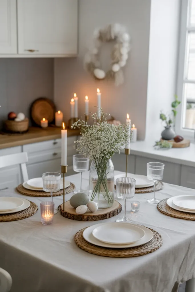 Modern White Kitchen With Soft Spring Accents