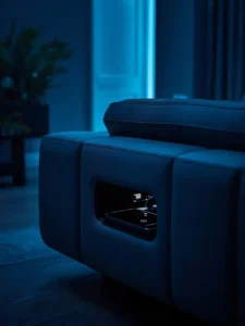 Modern smart sofa with hidden USB ports