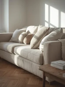 Neutral linen sofa