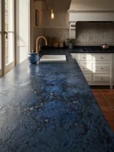 Parisian-style kitchen with a volcanic lava stone countertop