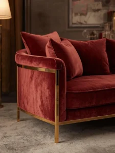 Sofa with metallic gold frame