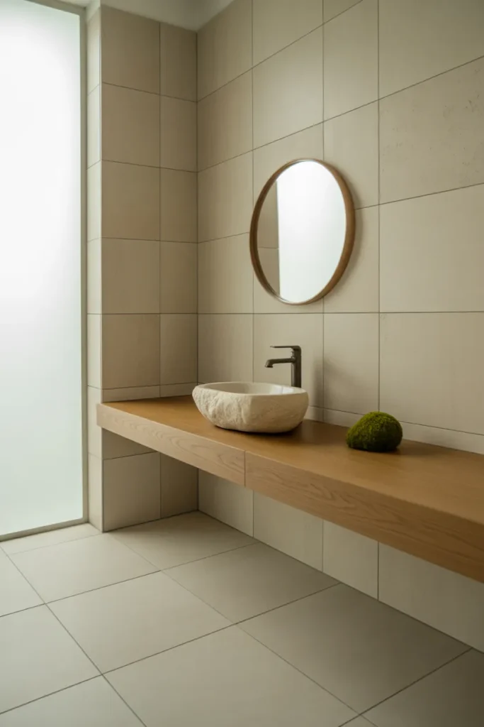 a Japandi-style bathroom