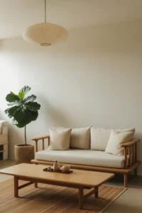 a Japandi-style family room