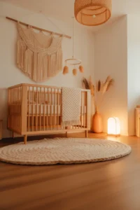 a boho neutral boy nursery