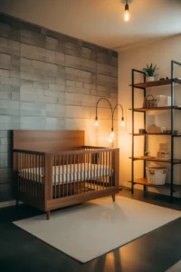 an industrial modern boy nursery