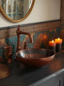 antique copper widespread bathroom faucet
