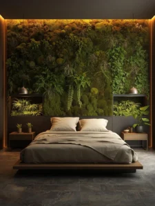 bedroom where the entire headboard wall