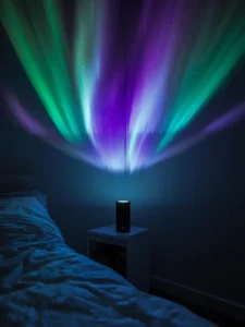 black cylindrical aurora projection lamp