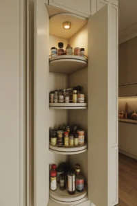 built-in kitchen corner pantry nook