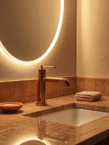 champagne bronze single-handle bathroom faucet