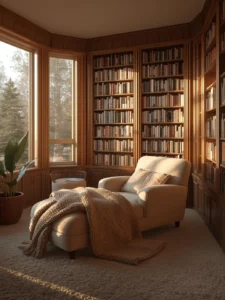 cozy reading sunroom