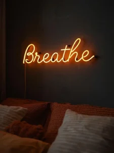 custom LED neon flex word "BREATHE"