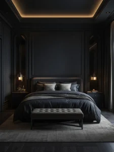 dark charcoal gray bedroom