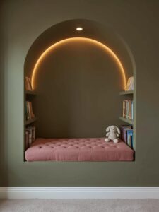 deep arched alcove recessed into a nursery wall
