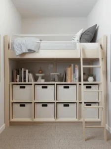 dorm room with loft bed