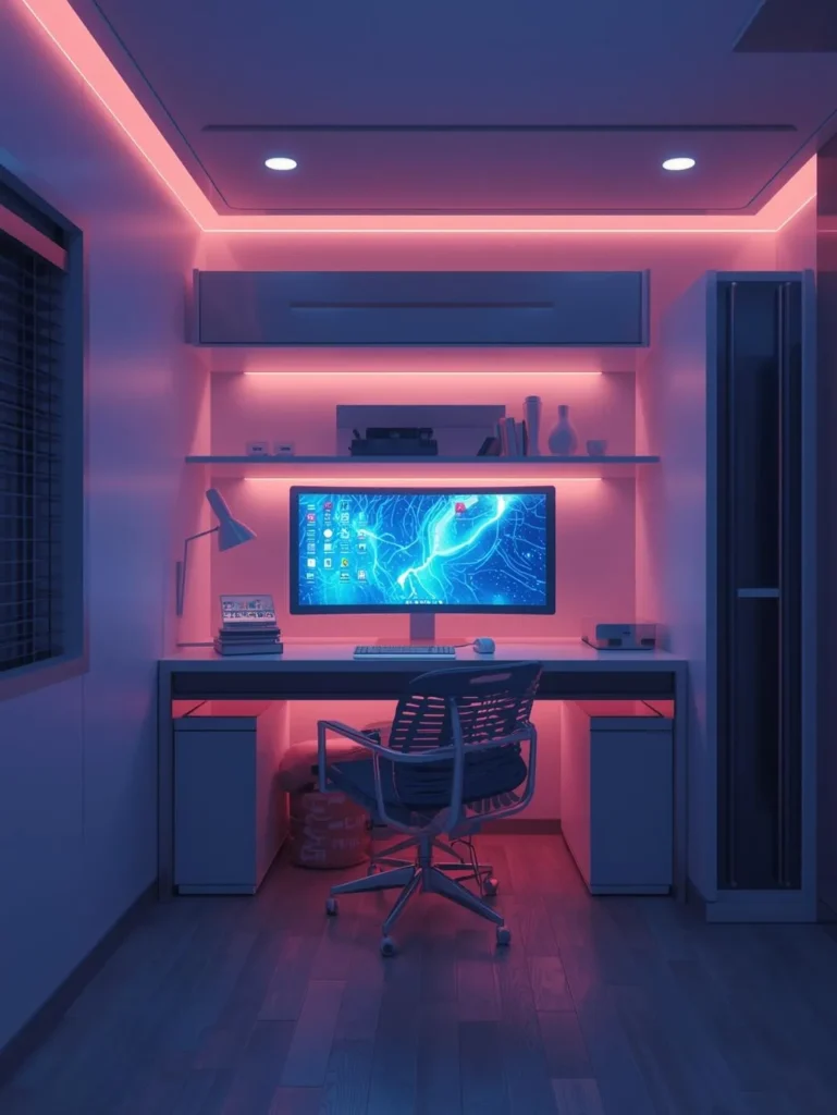 dorm room with smart lighting