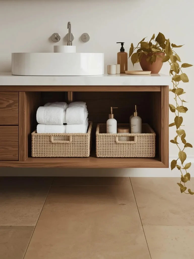 floating walnut vanity